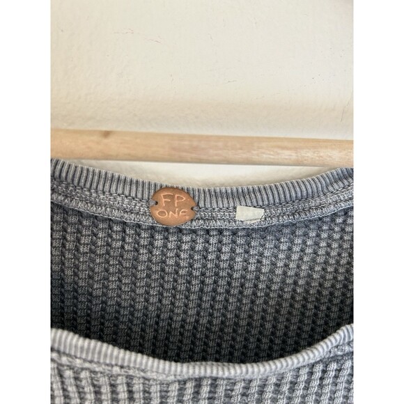 Free People One M Medium Thermal Top Waffle Wrap Tie Cross Cross Gray Beach - Picture 4 of 6